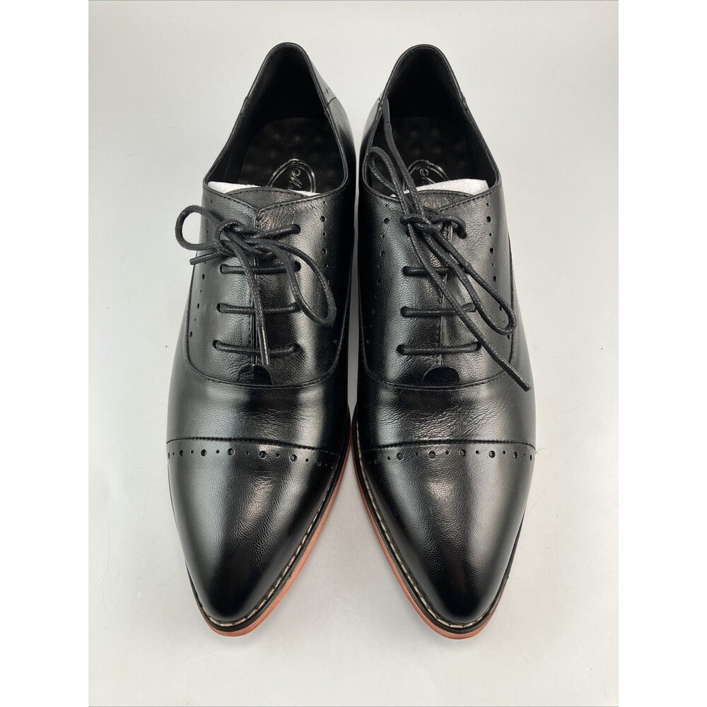 Mona Flying Womens Leather Flat Oxfords Shoes for Women Perforated Lace Size 9 - Picture 3 of 16